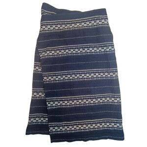A.L.C. Navy Blue & White Indigo-Dyed Wrap Skirt - Geometric Ikat Pattern Size 6